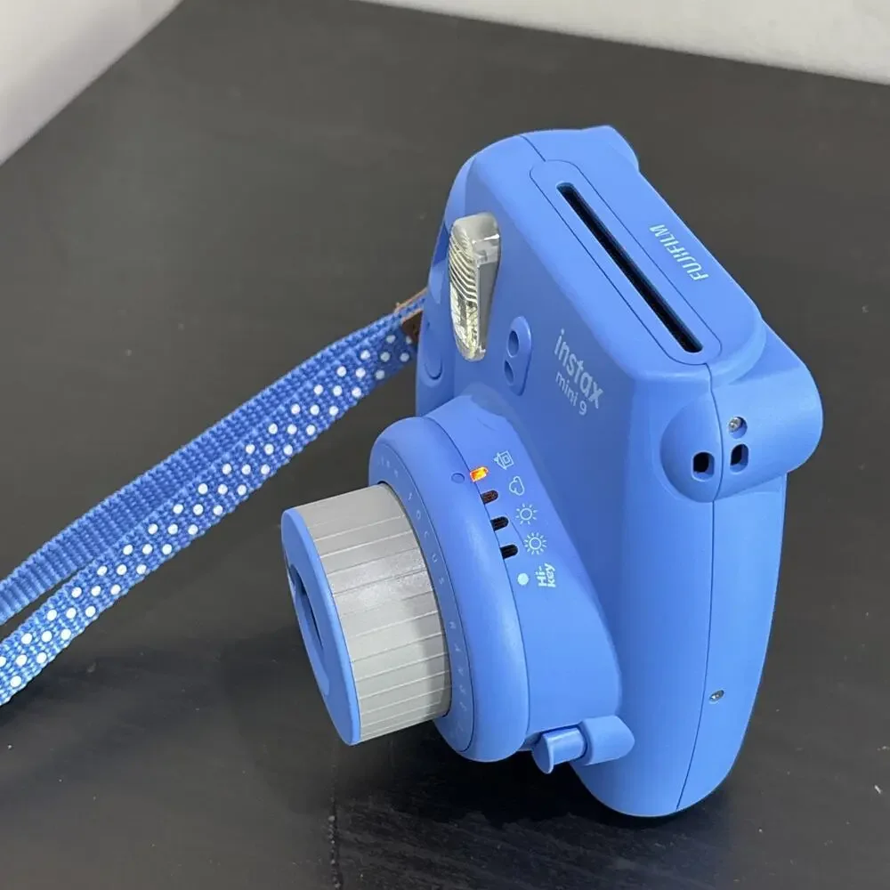 Fujifilm Instax Mini 9 Instant Film Camera Cobalt Blue W/Strap & Case WORKING